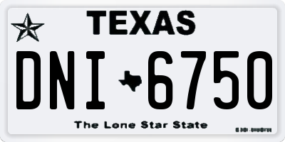 TX license plate DNI6750