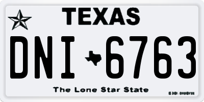 TX license plate DNI6763
