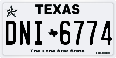 TX license plate DNI6774