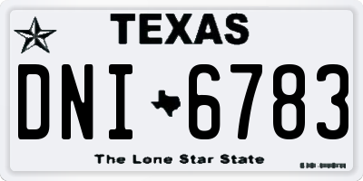 TX license plate DNI6783