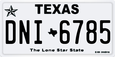 TX license plate DNI6785