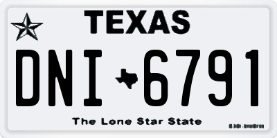 TX license plate DNI6791