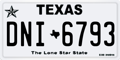 TX license plate DNI6793