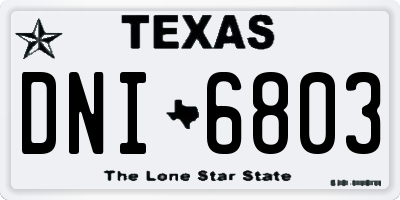 TX license plate DNI6803
