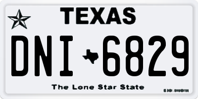 TX license plate DNI6829