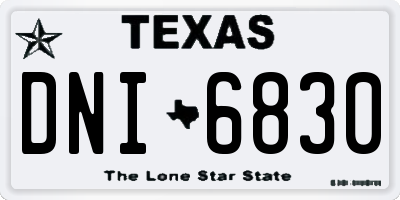 TX license plate DNI6830