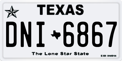 TX license plate DNI6867