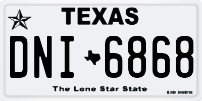TX license plate DNI6868
