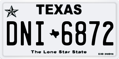 TX license plate DNI6872
