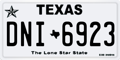 TX license plate DNI6923