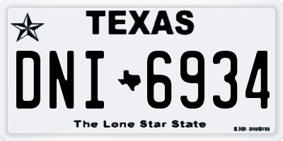 TX license plate DNI6934