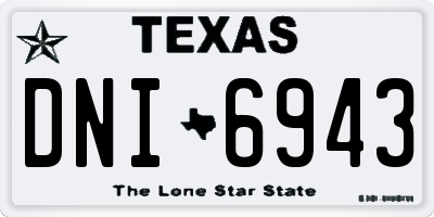 TX license plate DNI6943