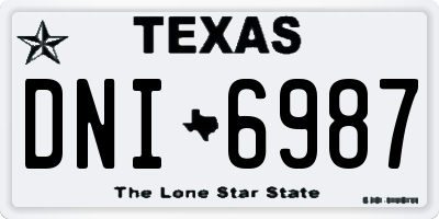TX license plate DNI6987