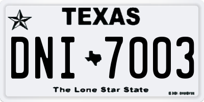 TX license plate DNI7003