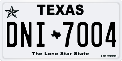 TX license plate DNI7004