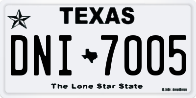 TX license plate DNI7005