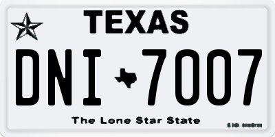 TX license plate DNI7007