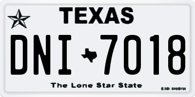 TX license plate DNI7018