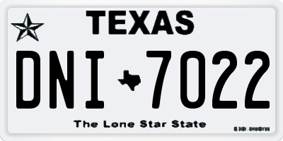TX license plate DNI7022