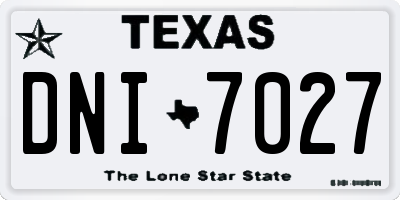 TX license plate DNI7027