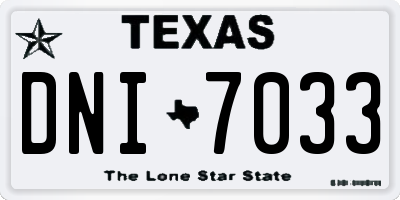 TX license plate DNI7033