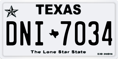 TX license plate DNI7034