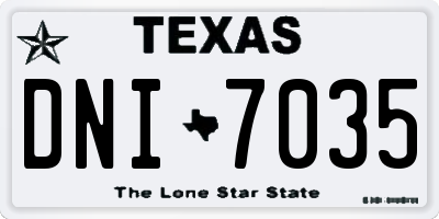 TX license plate DNI7035