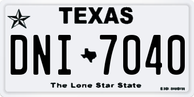 TX license plate DNI7040