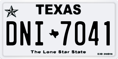 TX license plate DNI7041