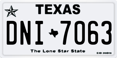 TX license plate DNI7063