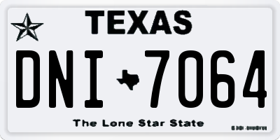 TX license plate DNI7064