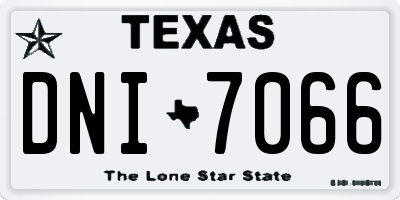 TX license plate DNI7066