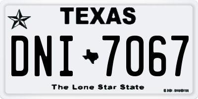 TX license plate DNI7067