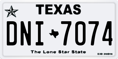 TX license plate DNI7074