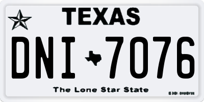 TX license plate DNI7076