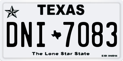 TX license plate DNI7083