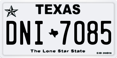 TX license plate DNI7085