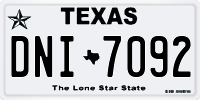 TX license plate DNI7092