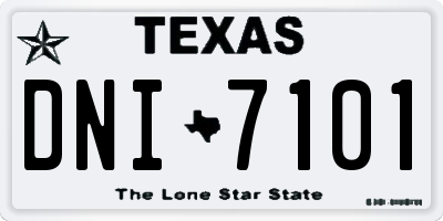 TX license plate DNI7101