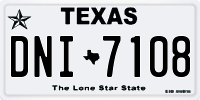TX license plate DNI7108