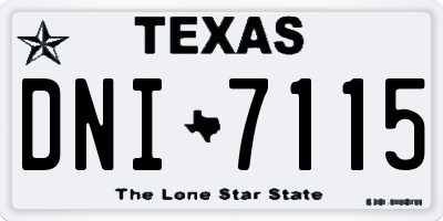 TX license plate DNI7115