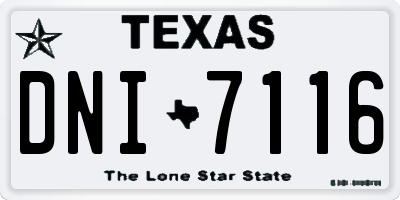 TX license plate DNI7116