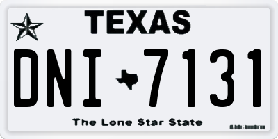 TX license plate DNI7131