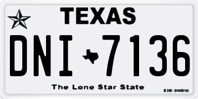 TX license plate DNI7136