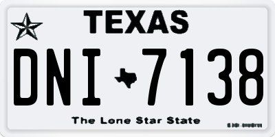 TX license plate DNI7138