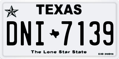 TX license plate DNI7139