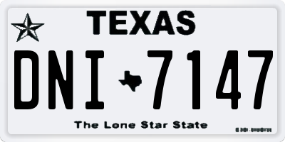 TX license plate DNI7147