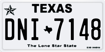 TX license plate DNI7148