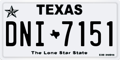 TX license plate DNI7151