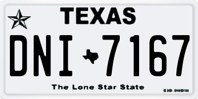 TX license plate DNI7167